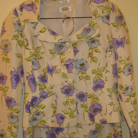 Women Suit 2 Piece Skirt and Jacket Floral Size 4 Talbots - Picture 5 of 5